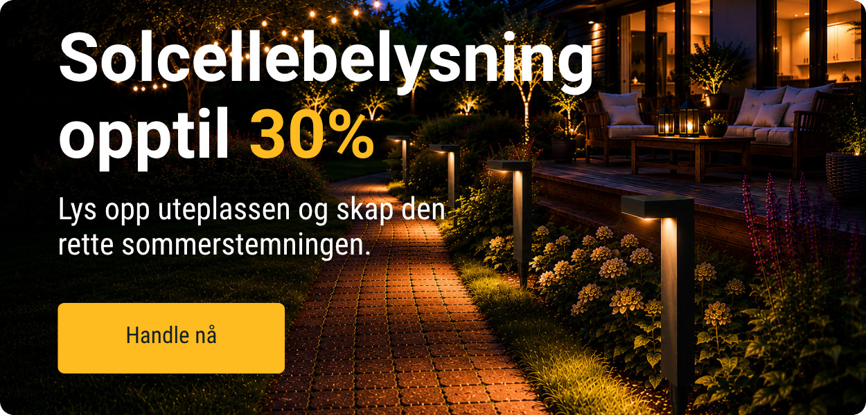 Solcellebelysning opptil 30%