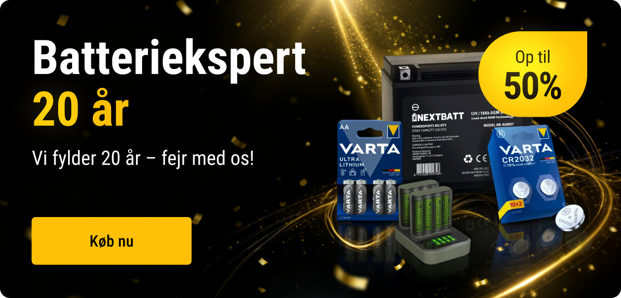 Batteriekspert 20 år op til 50%