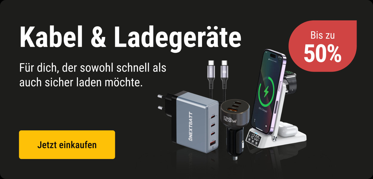 Kabel & Ladegeräte – bis zu 50 %