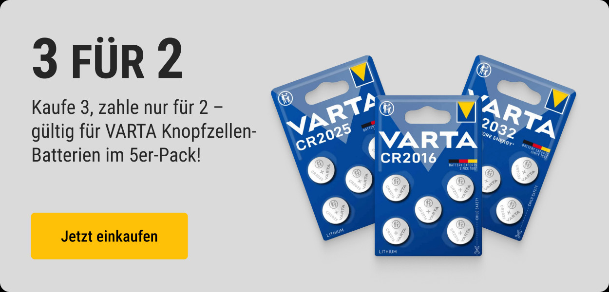 3 für 2 VARTA knopfzellenbatterien