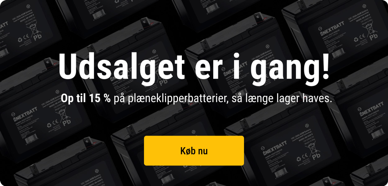 Plæneklipperbatterier – Op til 15%