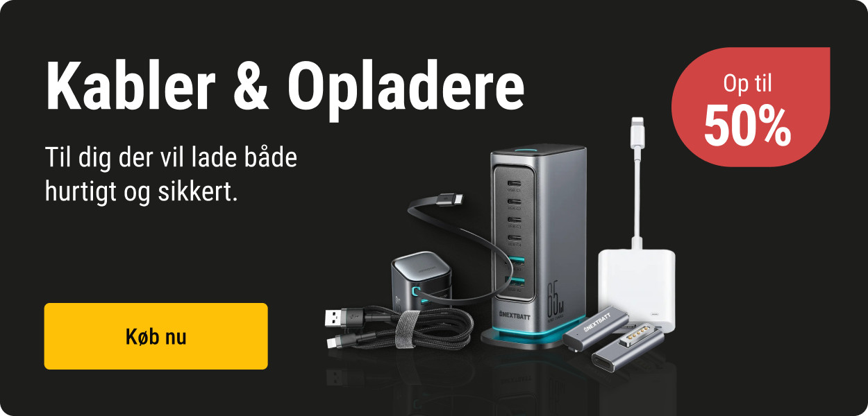 Kabler & opladere op til 50% rabat