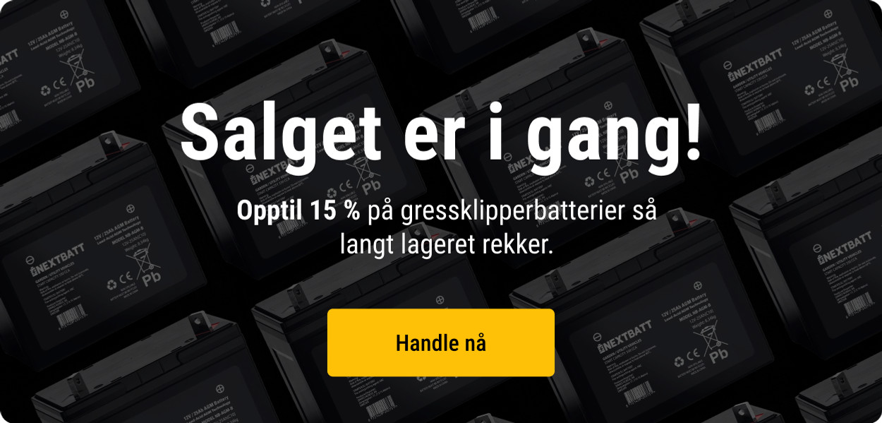 Gressklipperbatterier – Opptil 15 %
