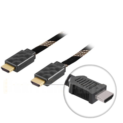 HDMI-Kabel 19-Pin 2m v1.4 (ha - ha) - Guldpläterad - Flätad Strumpa