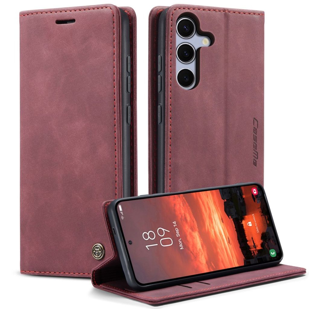 CASEME Samsung Galaxy S25 FE Plånboksfodral med Kortfack - Röd