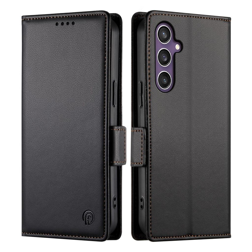 Samsung Galaxy S26 FE PU-skinnlommebokdeksel med stativ – svart