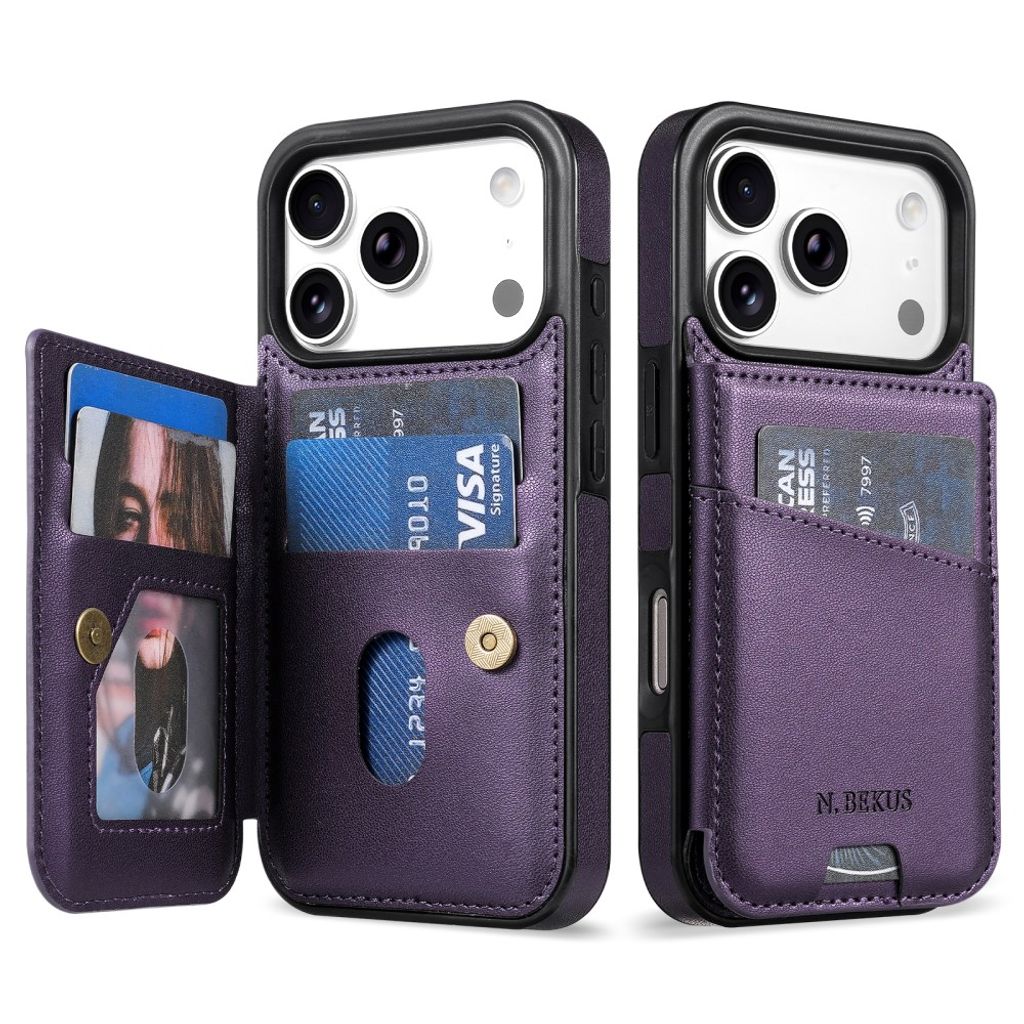N.BEKUS iPhone 18 Pro/17 Pro Lompakkokuori RFID-suojauksella - Violetti