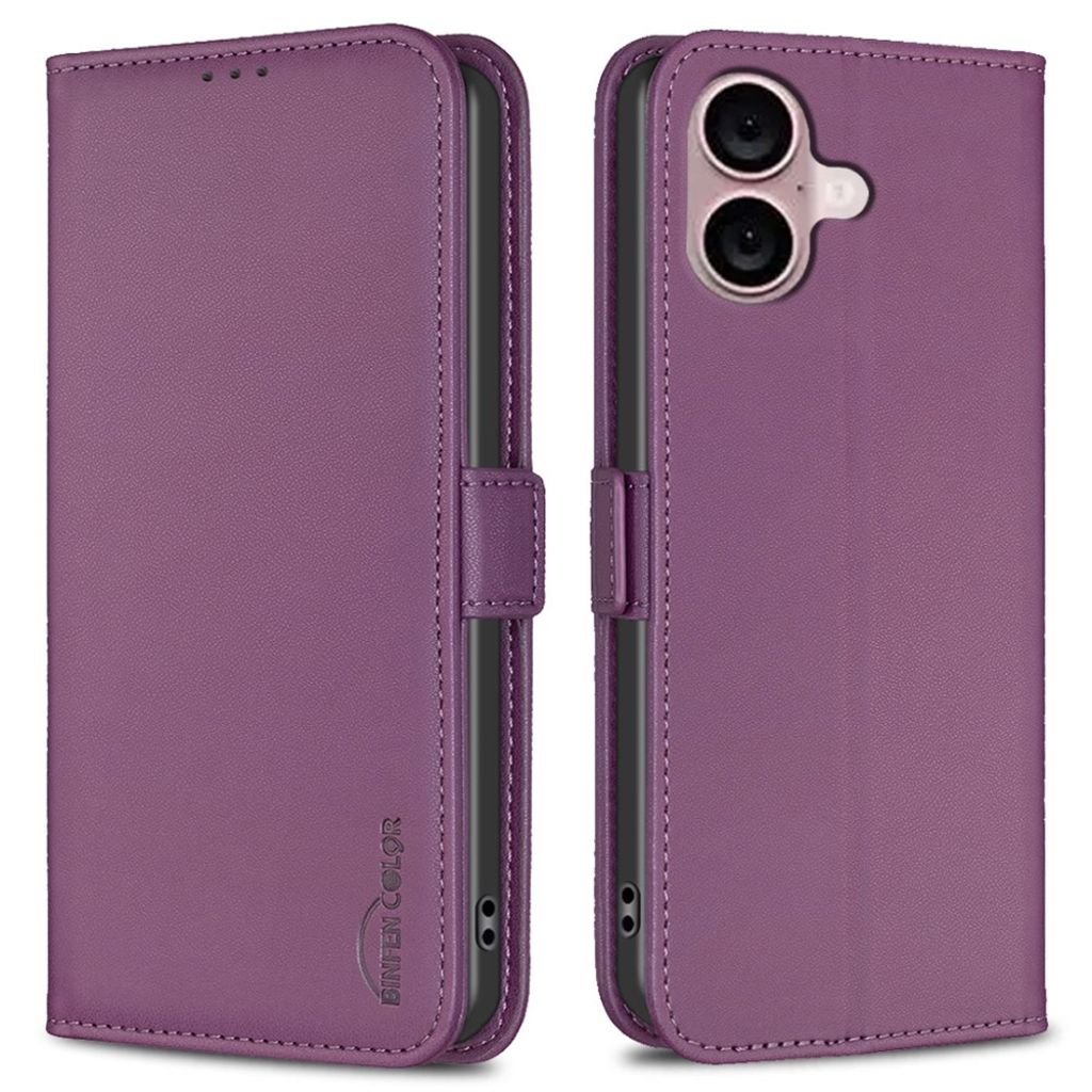 BINFEN COLOR iPhone 16 Wallet Cover – Dark Purple
