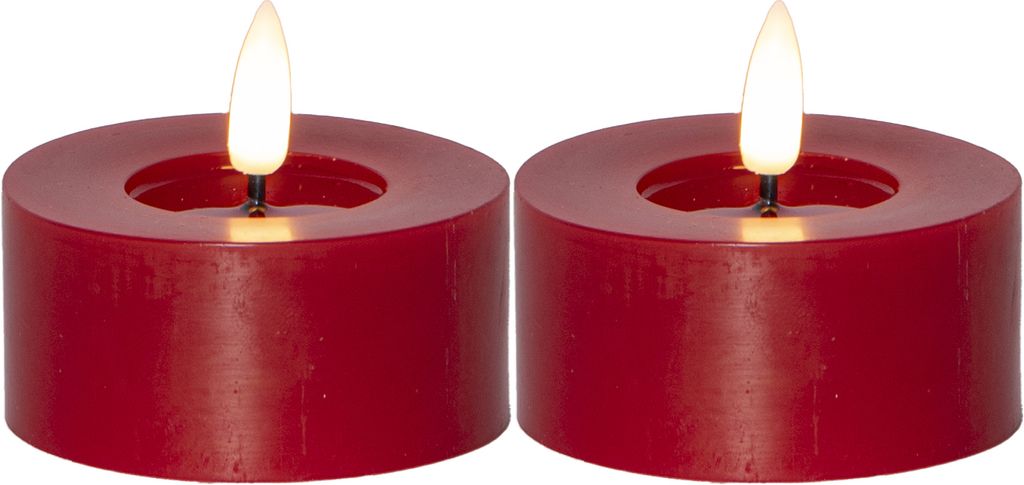 LED-varmelys Flamme Flow 55 mm, 2-pakning rød