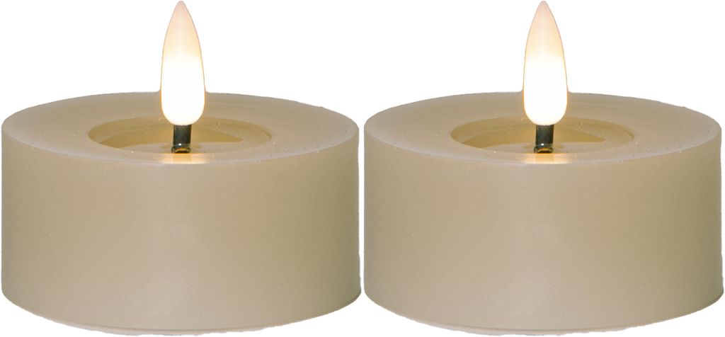 LED Värmeljus Flamme Flow 55mm, 2-pack Beige