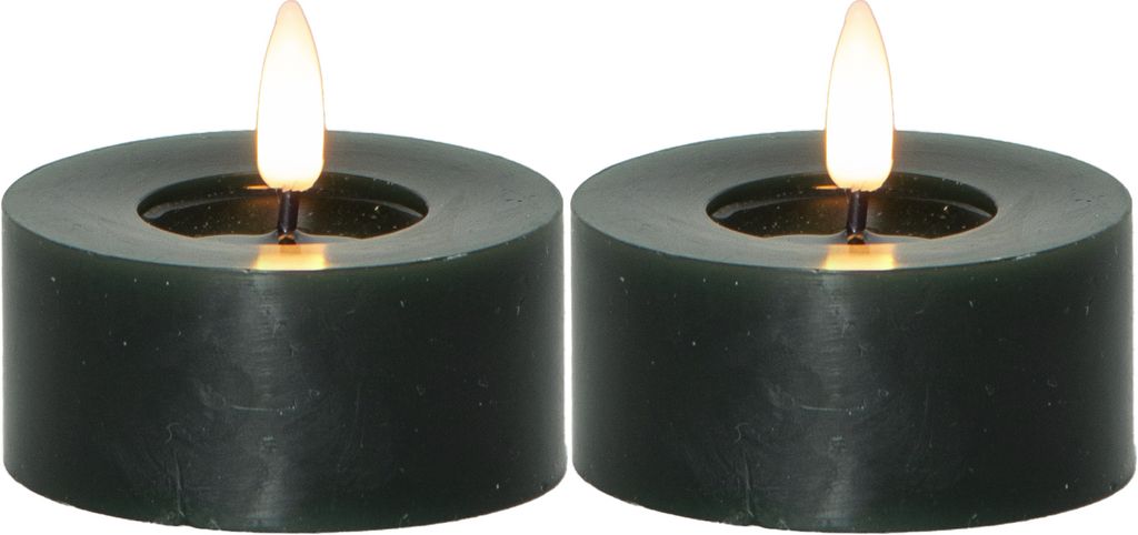 LED-varmelys Flamme Flow 55 mm, 2-pakning grønn
