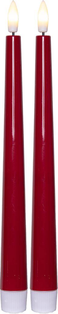 LED Antikljus 2-pack Flamme Candy Röd 26cm - Batteridrivet med Timer