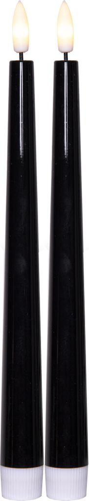 LED Antikljus 2-pack Flamme Candy Svart 26cm - Batteridrivet med Timer