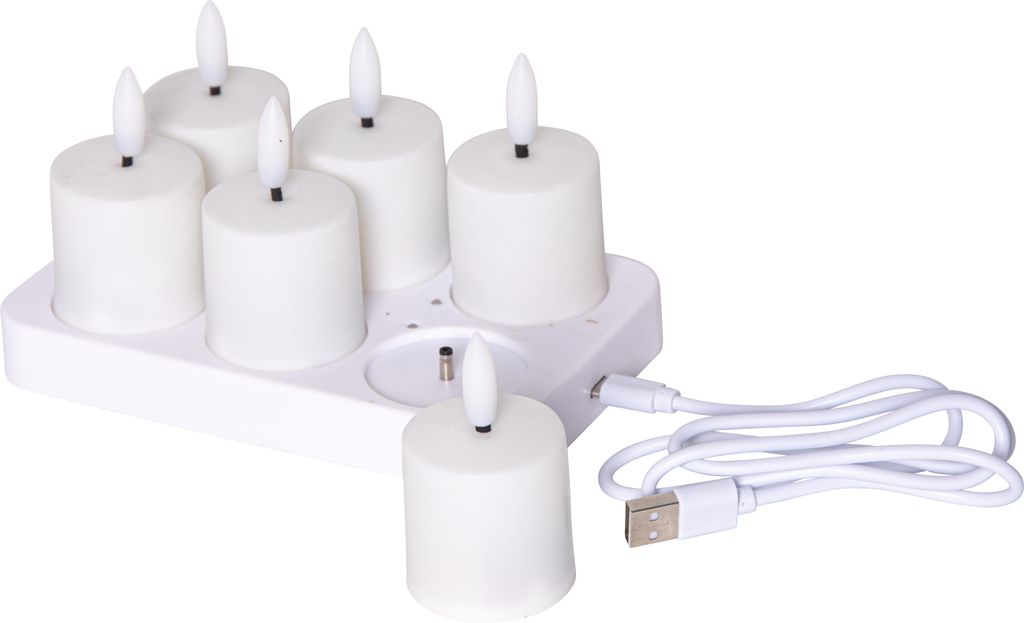 LED Ljus 6-pack Flamme Charge - Uppladdningsbara