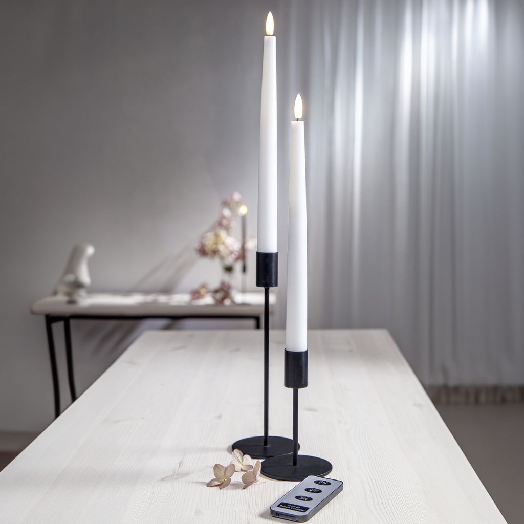 LED Antieke kaarsen 2-pack Flamme Slim Wit 28,5 cm met timer