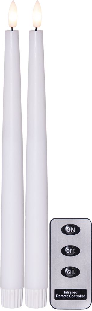 LED Antiklys 2-pak Flamme Slim Hvid 28,5 cm med timer