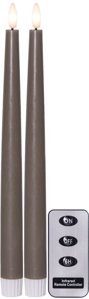 LED Antiklys 2-pak Flamme Slim Muldvarp 28,5 cm med timer