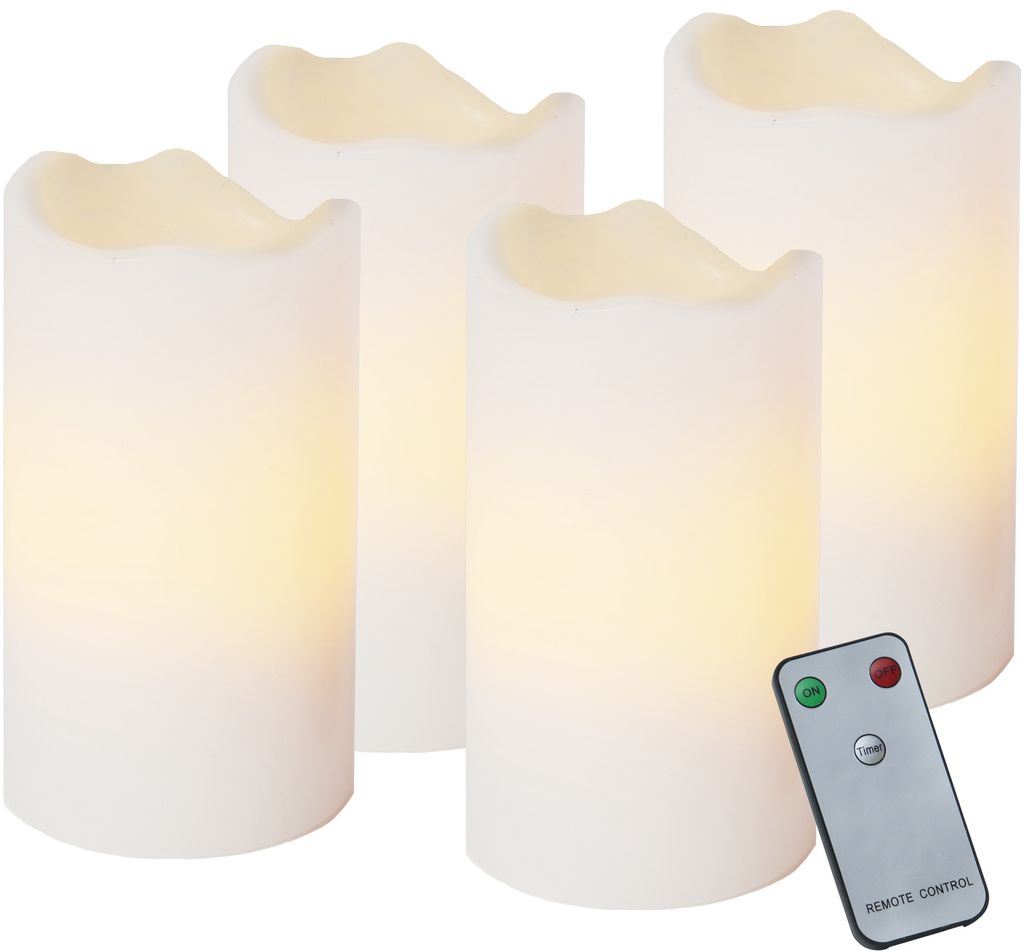 LED BLOCKLJUS 4-PACK VITA ADVENTSLJUS / 10 CM / FJÄRRKONTROLL OCH TIMER
