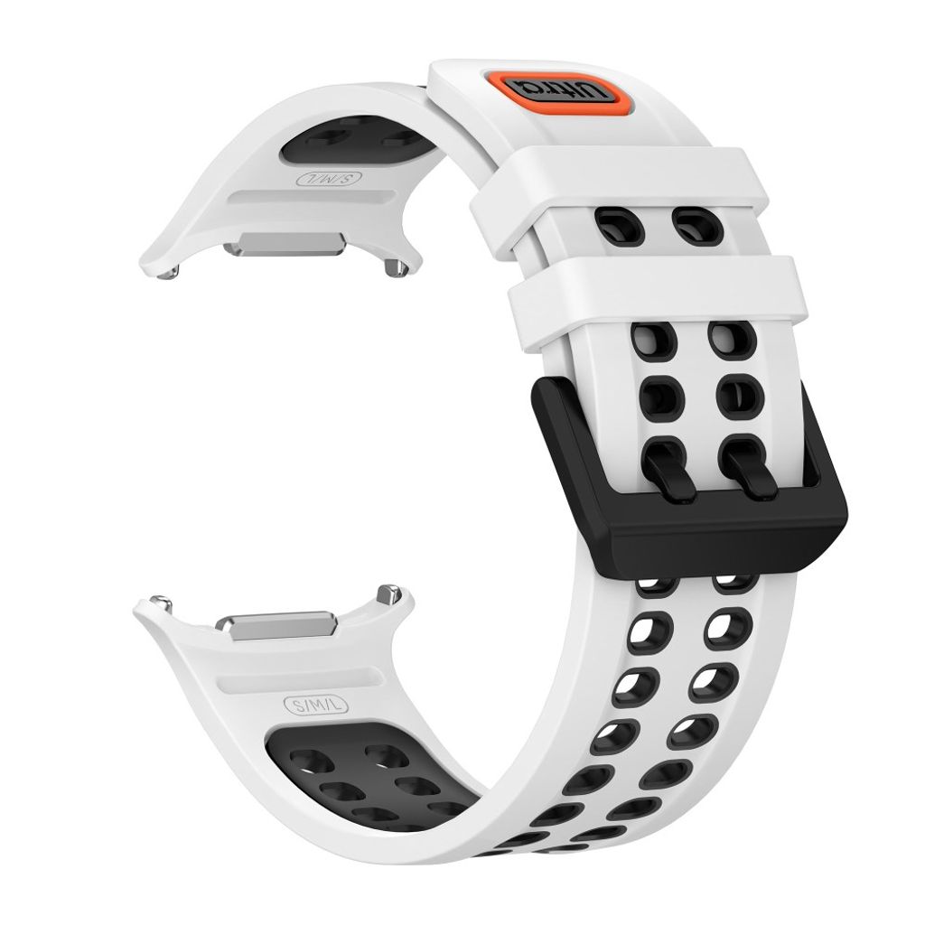Samsung Galaxy Watch Ultra/Ultra2 Tofarget silikon klokkerem med dobbel spenne - Hvit/Svart