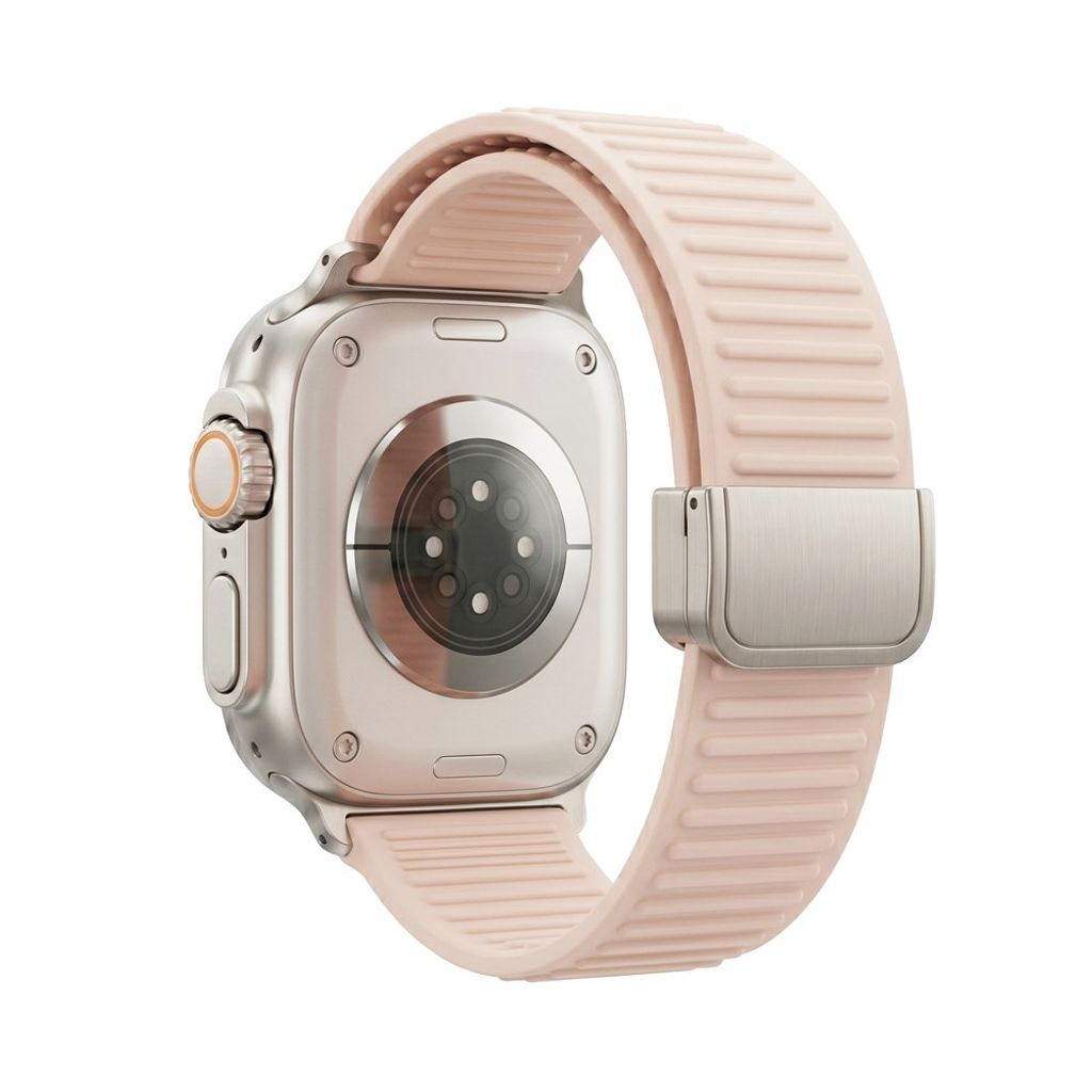 Apple Watch 49/46/44/42mm Silikoni kelloranneke magneettisella sulkemisella - Beige