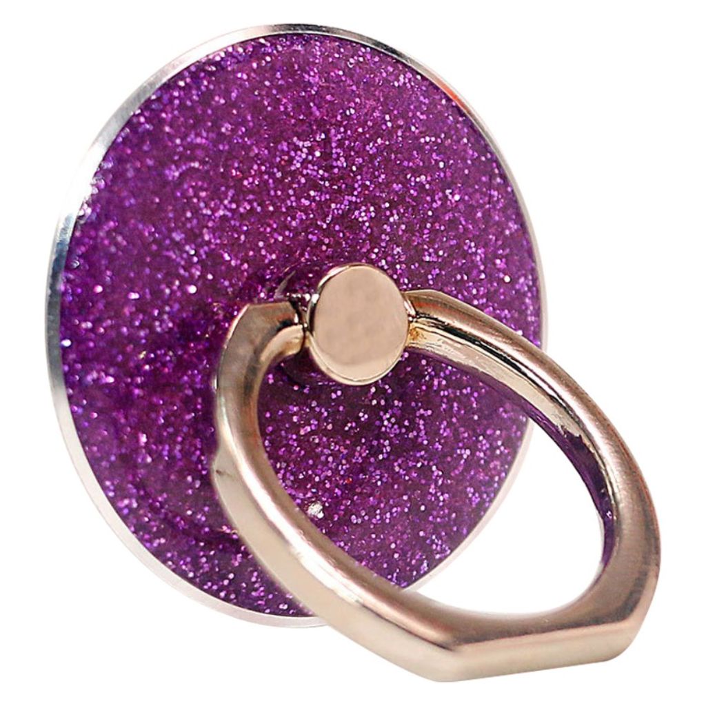 Glitter phone ring holder with kickstand – purple