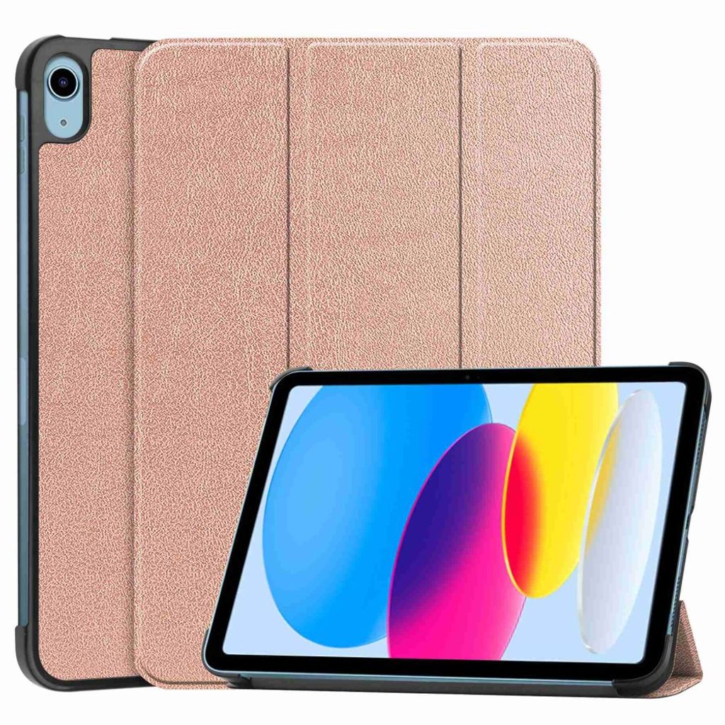 iPad A16 11" 2025/10.9" 2024 Tri-fold flip cover i kunstlæder - Rose guld
