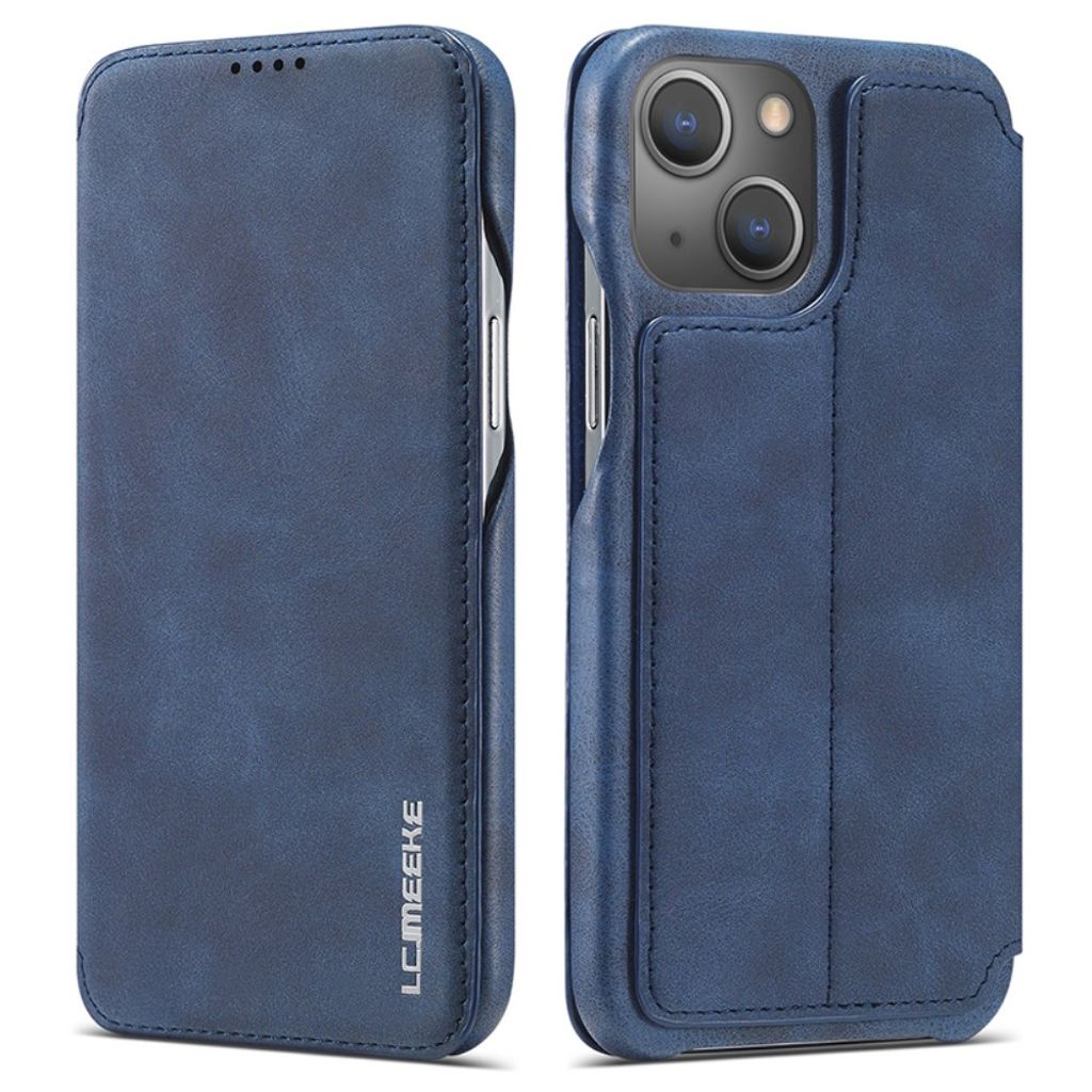LC.IMEEKE iPhone 15 Wallet Cover Stand Card Holder - Blue