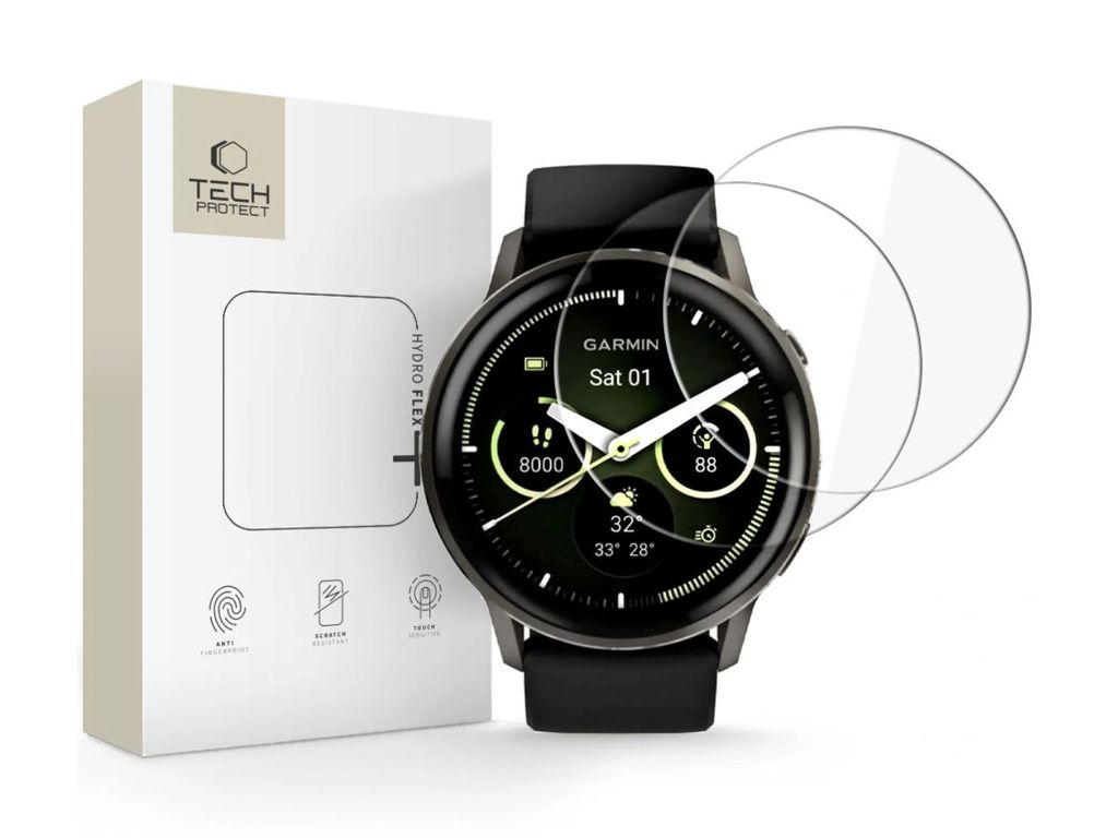 Tech-Protect Hydro flex+ Hydrogel Film Skjermbeskytter til Garmin Venu 45mm, 2-pakning