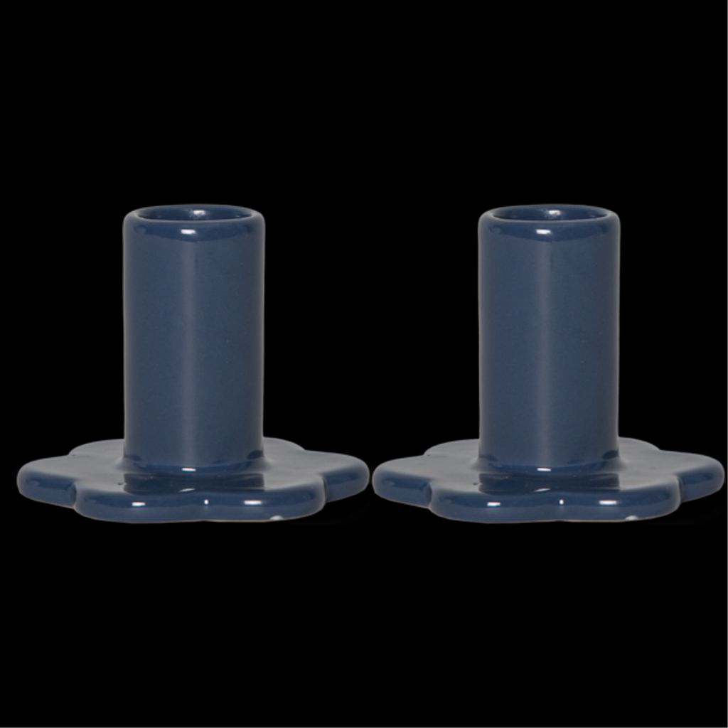 Star Trading ljushållare 2-pack Bloom – blå