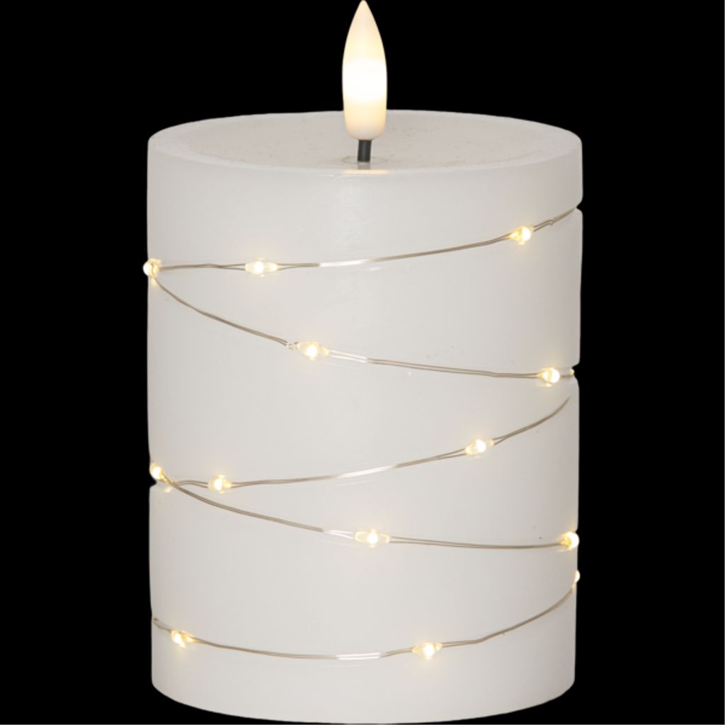 Star Trading LED-blokklys Flamme Dew 12,5 cm – hvit