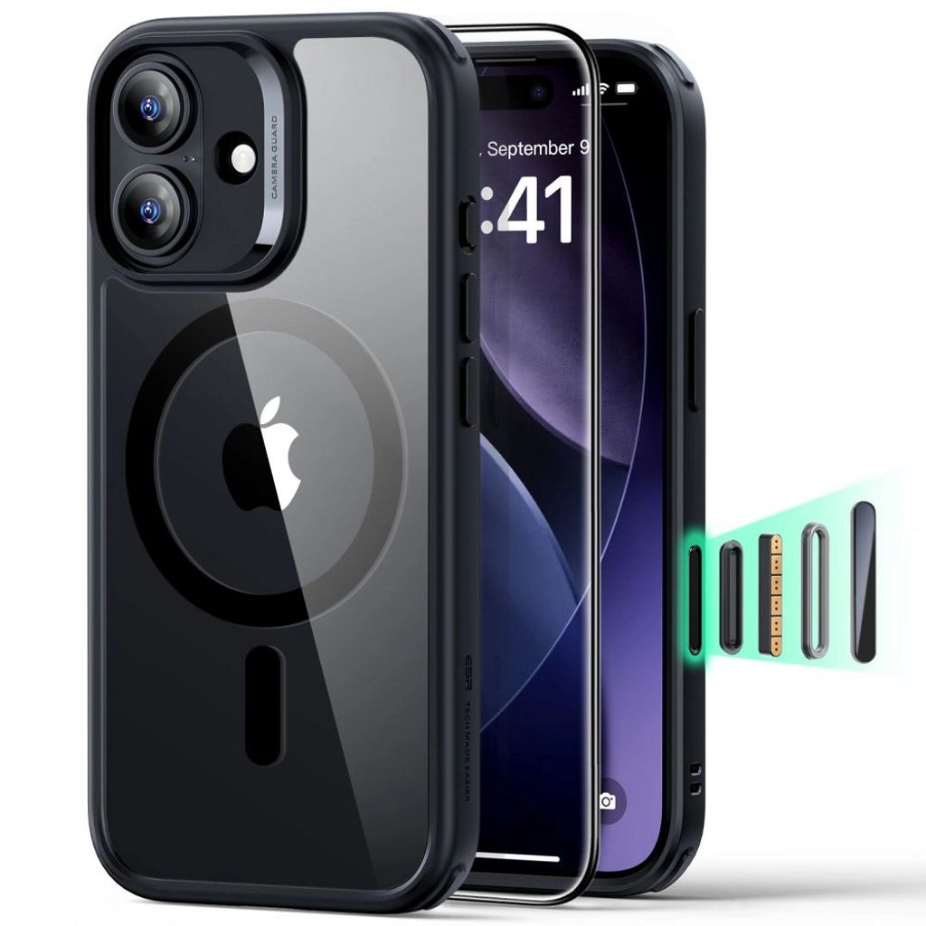 ESR Classic Hybrid MagSafe Set Case & Screen Protector for iPhone 17 - Clear Black