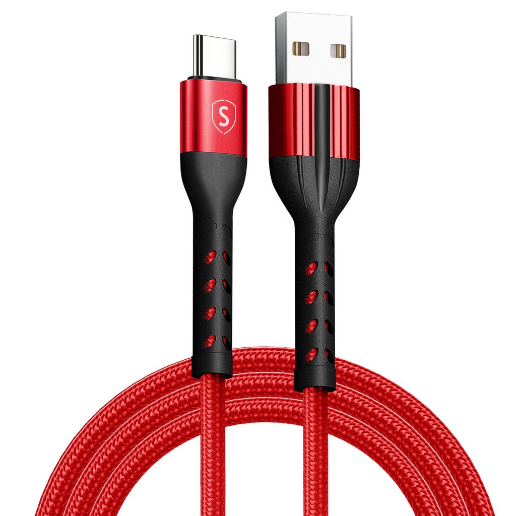 SiGN Kevlar USB-kabel med Lightning 2.1A, 2m - Grå/Rød