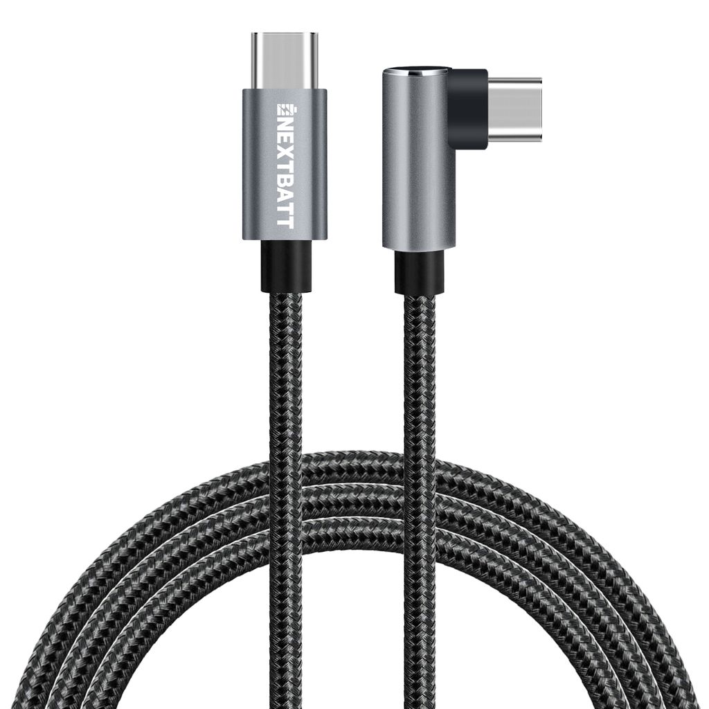 NEXTBATT USB-C til USB-C vinklet kabel 60W, 2m - Svart