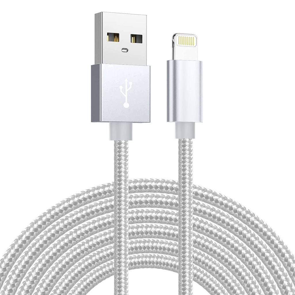 SiGN USB-Lightning-kaapeli, 2.1A, 3m, nailon - hopea