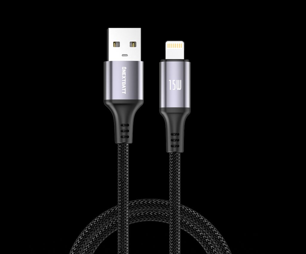 NEXTBATT USB-A til Lightning-kabel 15W, 2m - Sort