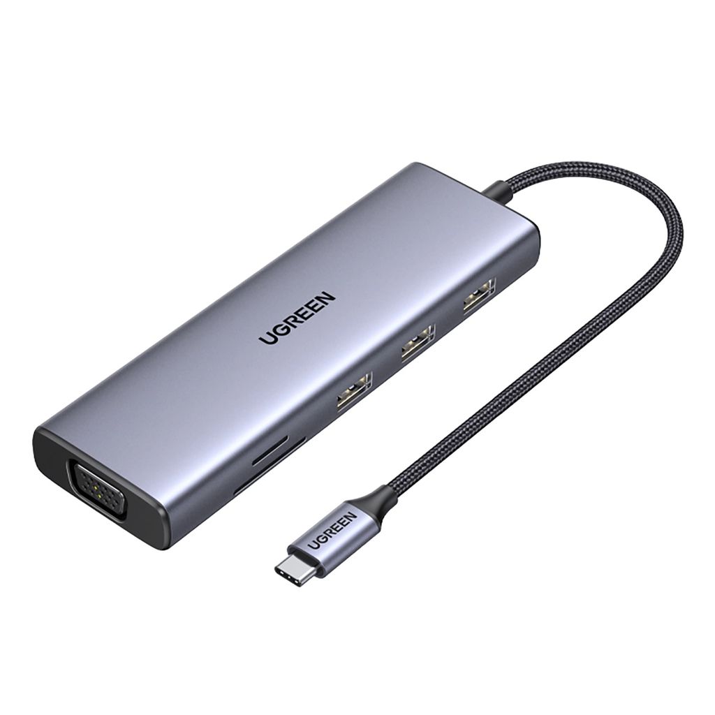 Adapter UGreen USB-C na 3x USB-A / HDMI / VGA / RJ45 / SD / TF / PD – Szary