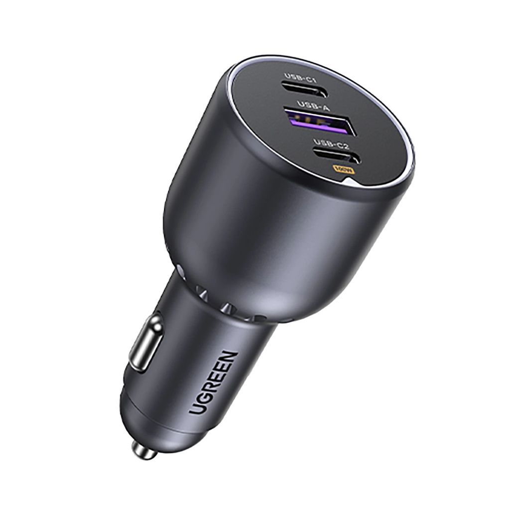 ładowarka samochodowa UGreen 130W, 2x USB-C / 1x USB-A - Szara