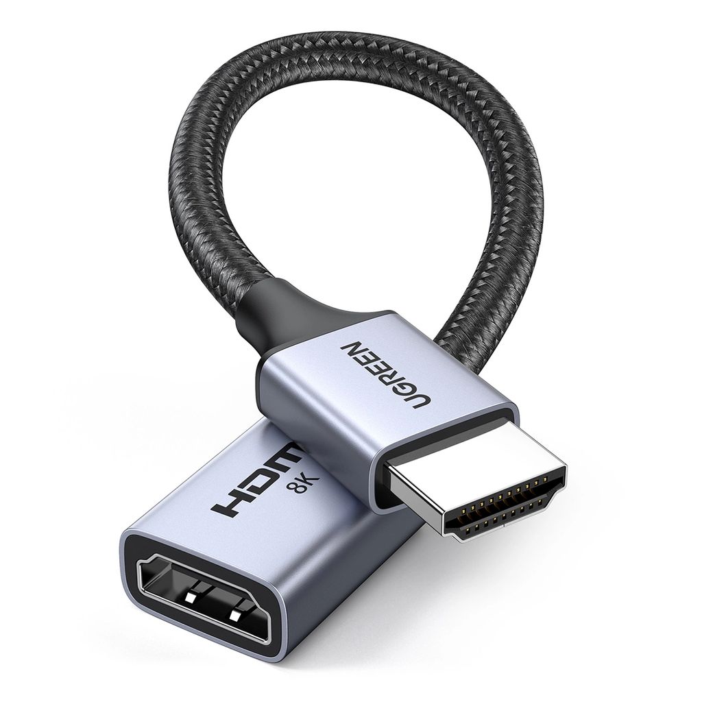 UGreen kabel HDMI (wtyk) do HDMI (gniazdo) 8K, 0,15 m - szary
