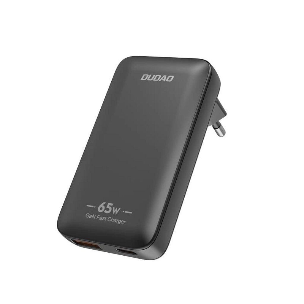Dudao GaN rejsevægoplader Ultratynd 65W USB-A/USB-C PD/EU/US - Sort