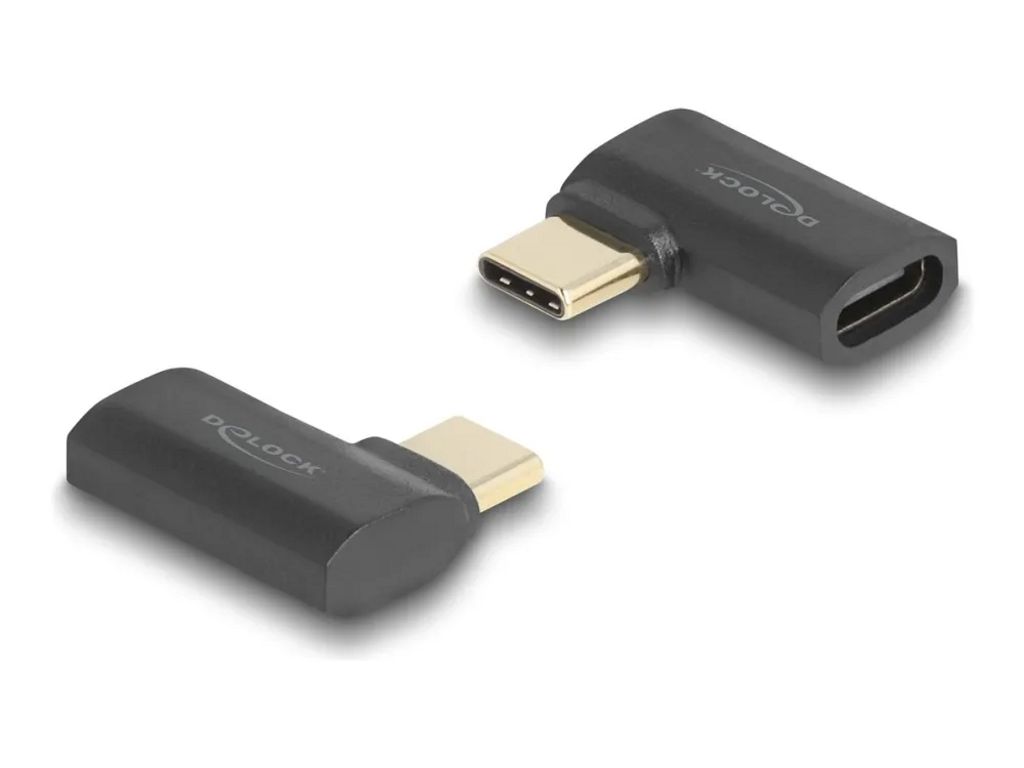 Adapter kątowy Delock USB-C męski na żeński, 40 Gbps, 240W PD, 8K @ 60Hz - Szary