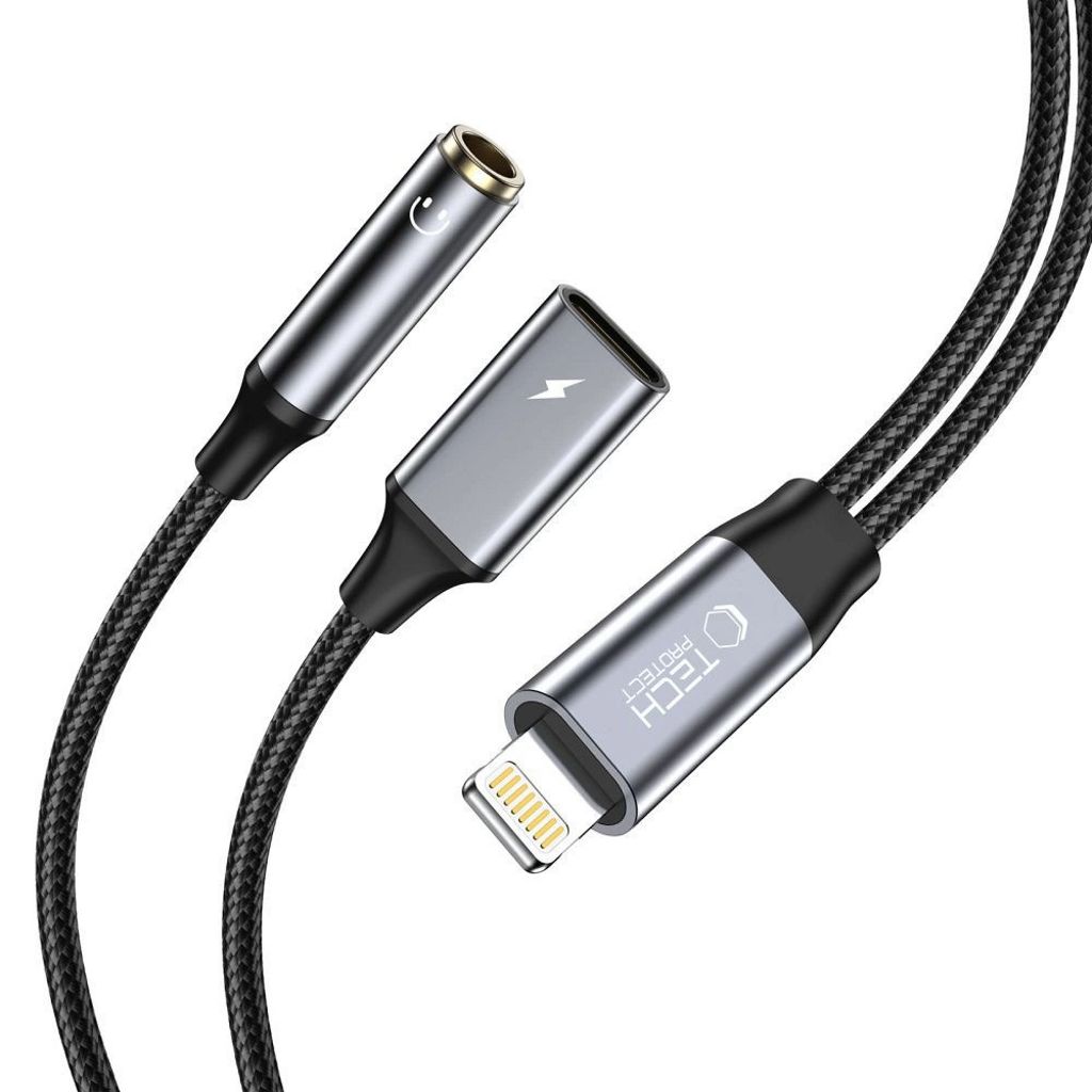 Tech-Protect Lightning till 3,5 mm AUX + Lightning (hona) Adapter ...