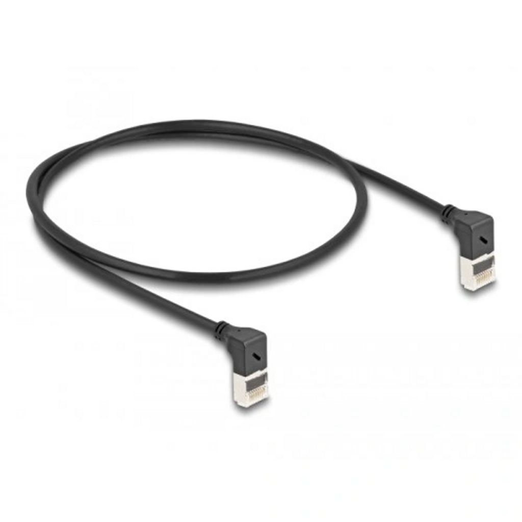 Delock RJ45 netværkskabel Cat.6A, 90° vinklet opad, 0,5 m – sort