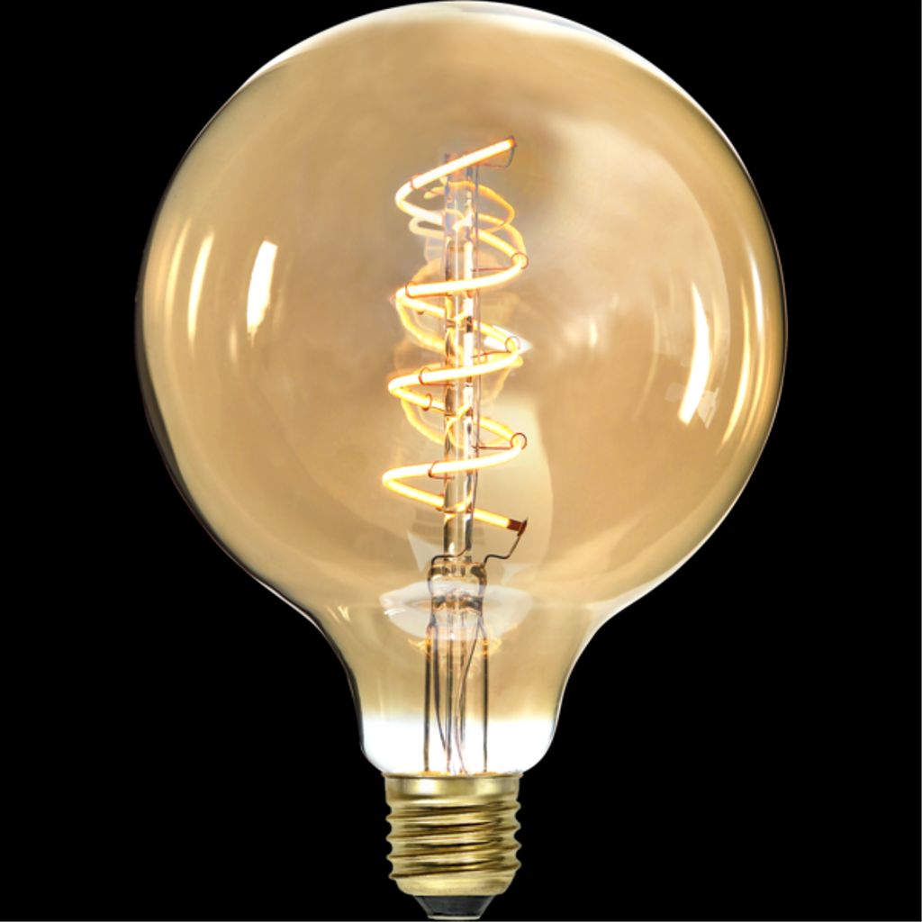 LED-lampa E27 G125 Decoled Spiral Amber