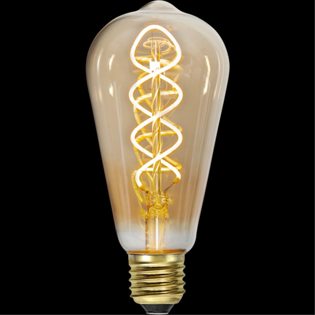 LED-lampa E27 ST64 Decoled Spiral Amber