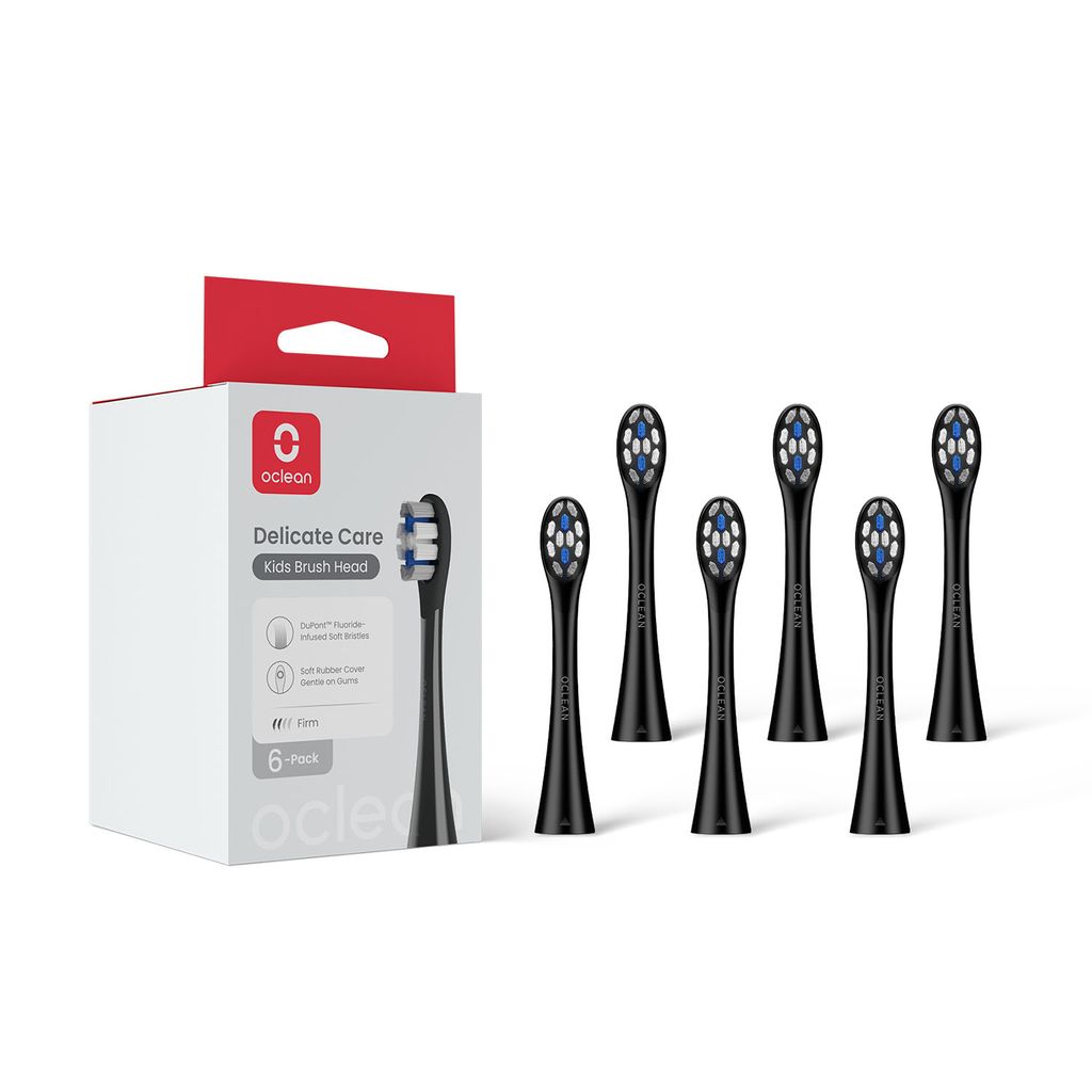Oclean Kids -harjaspää, 6 kpl - musta