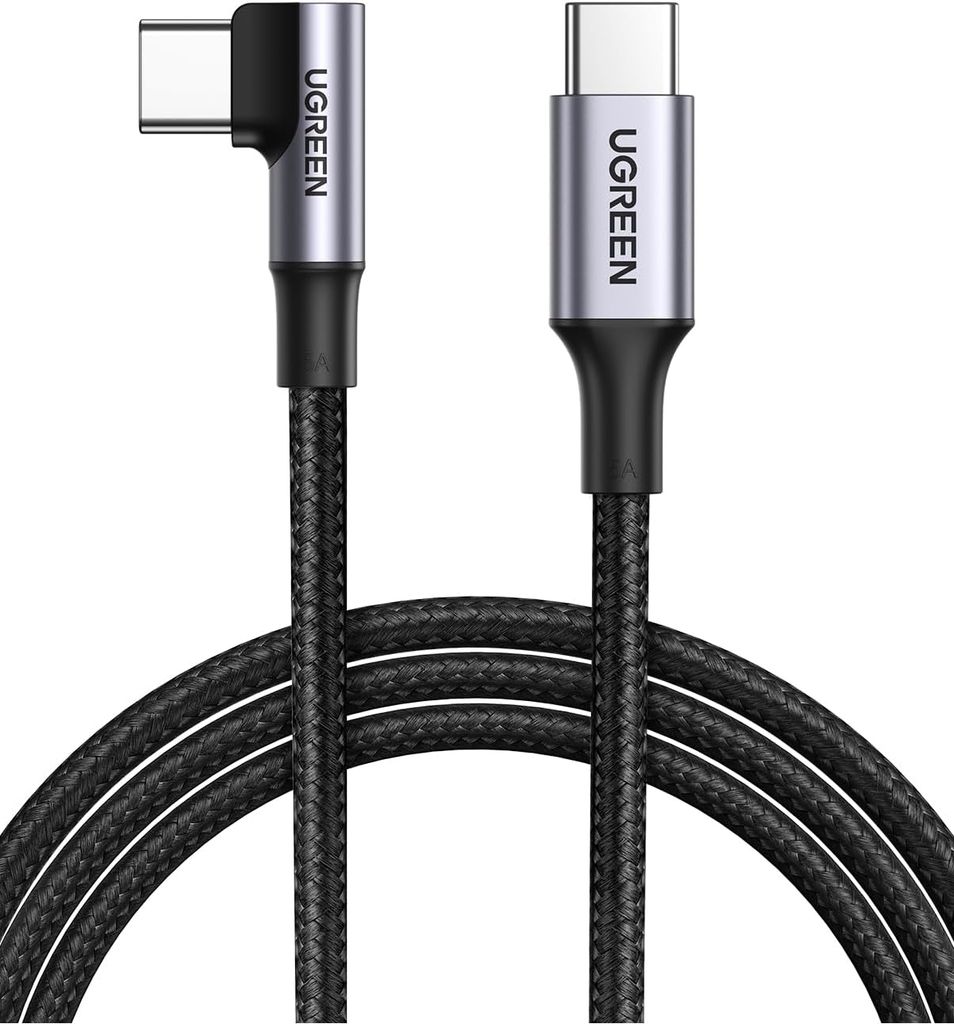 UGREEN Kabel ładujący USB-C do USB-C kątowy do szybkiego ładowania 60W PD, 3m - Czarny