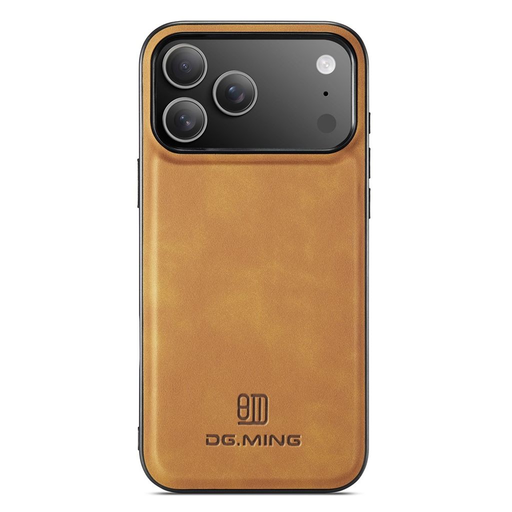 DG.MING iPhone 18 Pro/17 Pro Deksel med PU-lær - Lysbrun