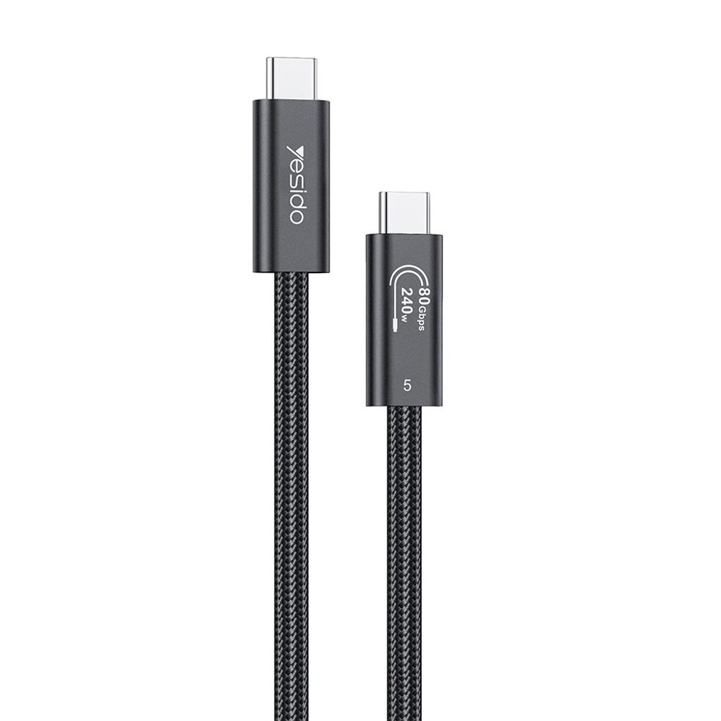 YESIDO CA211 Thunderbolt 5 USB-C til USB-C kabel 240W, 1m – Sort