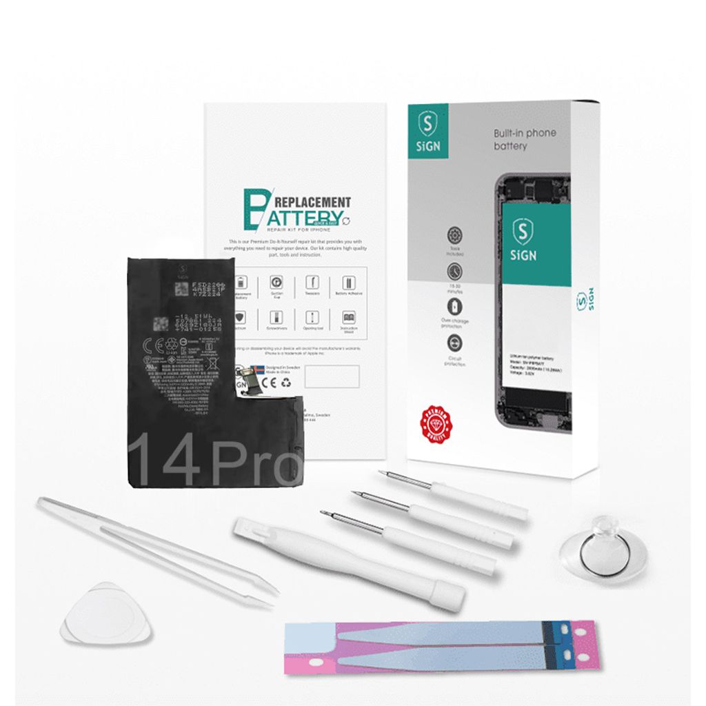 SiGN Komplett Kit för Batteribyte - iPhone 14 Pro | Batterier - Mobilbatterier - iPhone | Batteritema
