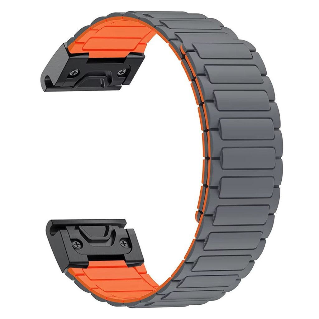 Garmin Fenix 8/Fenix 8 Pro/Fenix E osv. Klokkereim Silikon – Grå/Oransje